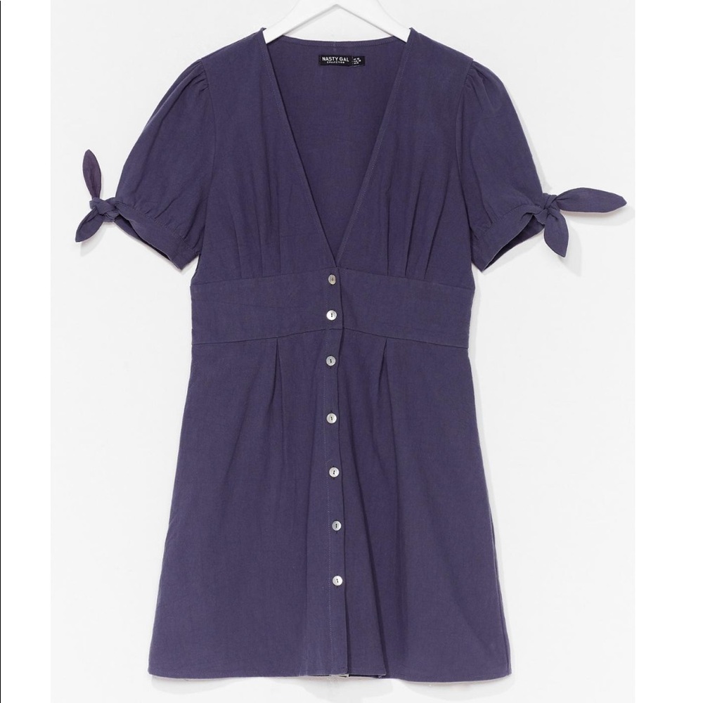 [Nasty Gal] Button Down Tie Sleeve Mini Dress Sz 6